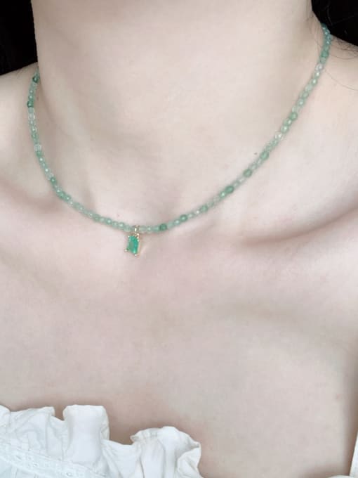 Scarlet White N-DIY-0027 Natural Gemstone Crystal Bead Chain Multi Color Geometric Pendant Handmade Beaded Necklace 1