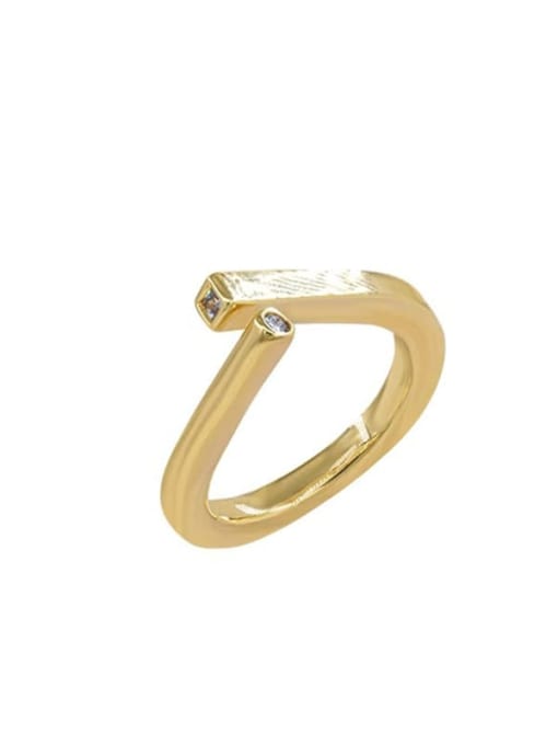 LM Alloy Cubic Zirconia Geometric Dainty Band Ring 0