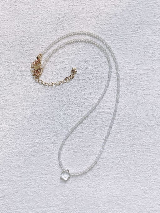 Scarlet White N-ST-0011 Natural  Gemstone Crystal Chain Irregular Bohemia Handmade Beaded Necklace 0