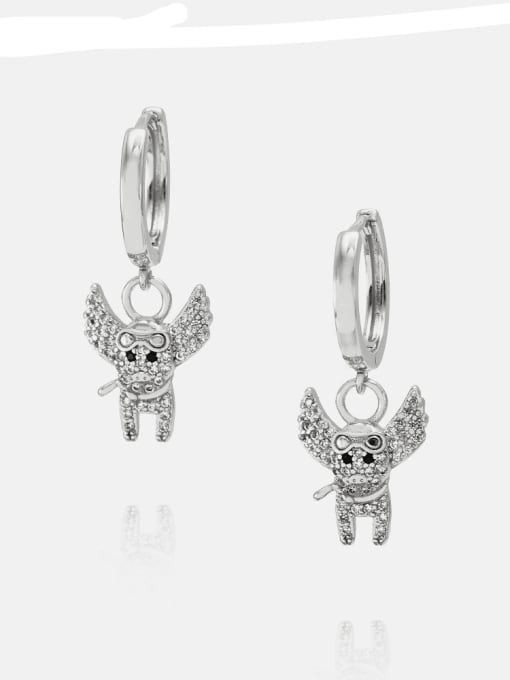 Platinum black and white zirconium Brass Cubic Zirconia Zodiac Ethnic Hook Earring