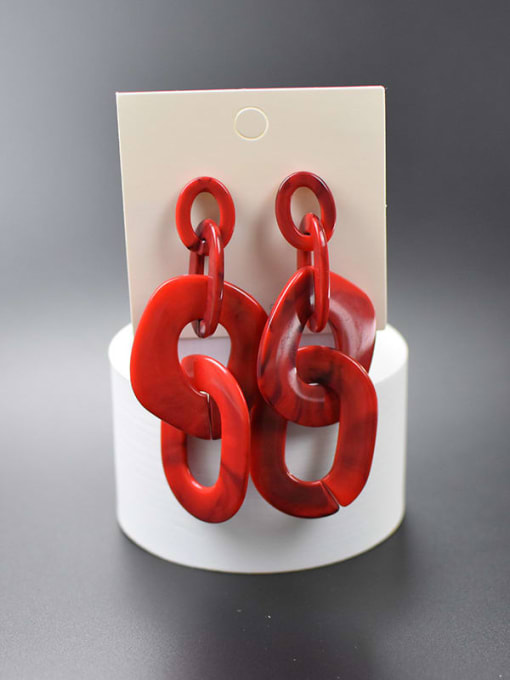Mixed dual color red Zinc Alloy Acrylic Geometric Minimalist Drop Earring