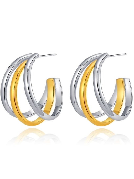 KE0700 Brass Gold and silver trend 2023 tricolor Earring