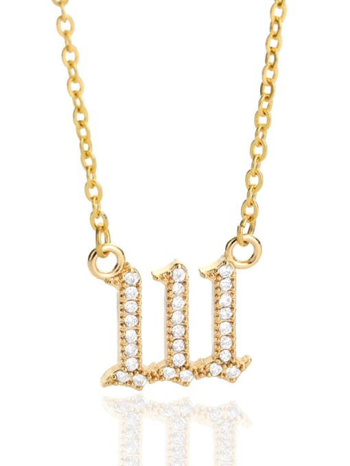 Gold color , 111 Titanium Steel White Number Classic 111-999 Necklace