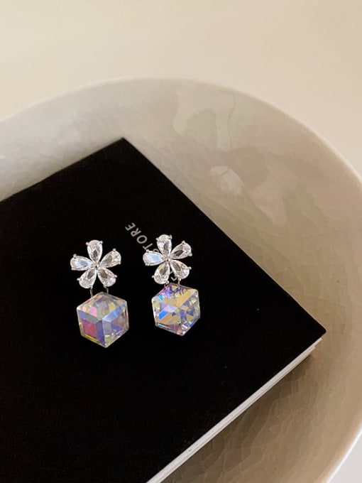 Zircon Flower Alloy Crystal Flower Dainty Stud Earring