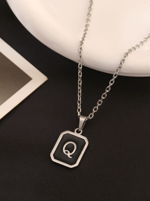 Q Stainless steel Geometric Initials Necklace