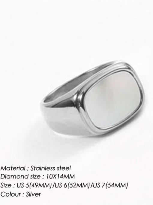Steel Color, white Sheel Stainless steel Sheel Band Ring