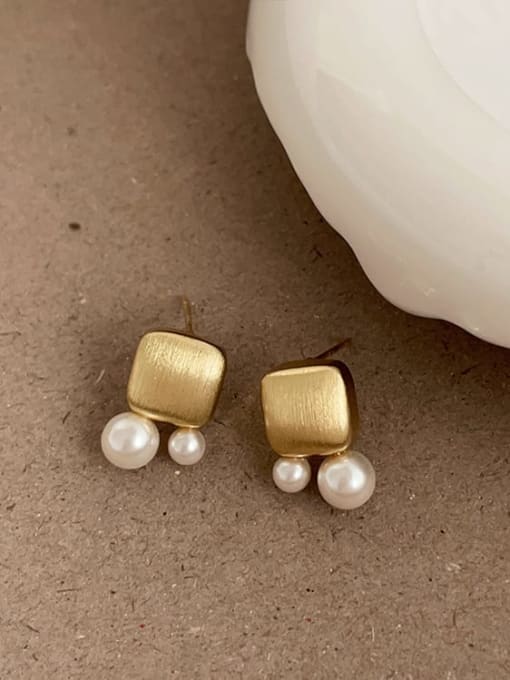 LM Alloy Imitation Pearl Geometric Dainty Stud Earring