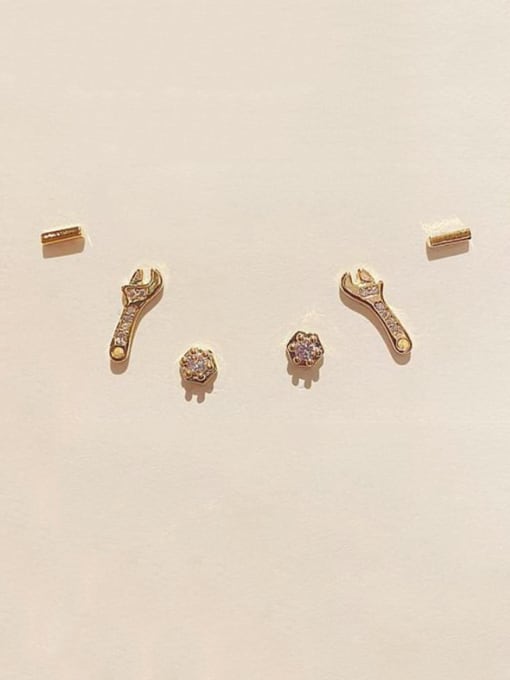 Ming Copper Cubic Zirconia Geometric Cute Stud Earring 1