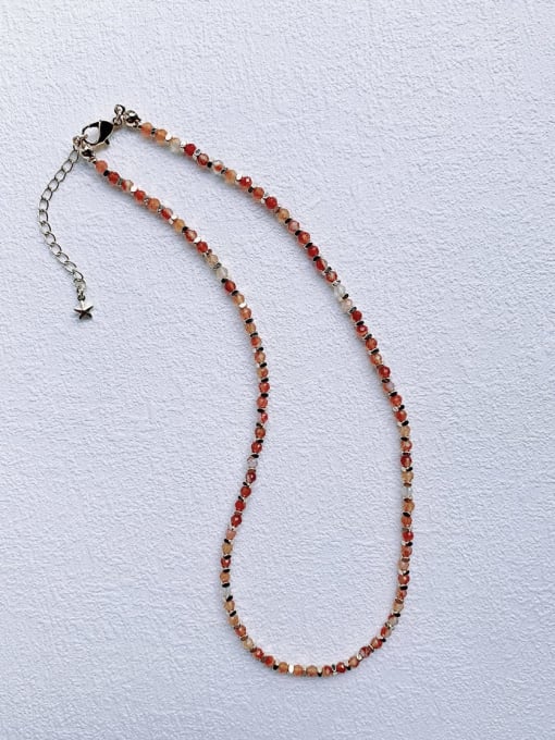 red N-STMT-0003 Natural  Gemstone Crystal Beads Handmade Beaded Necklace