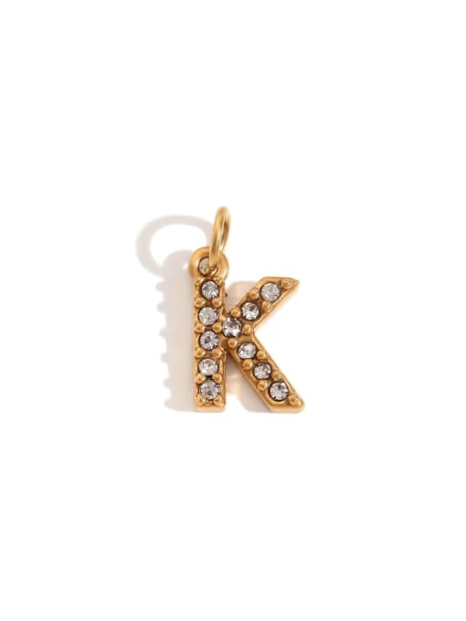 Gold  K Stainless steel 18K Gold Plated Rhinestone Letter Charm