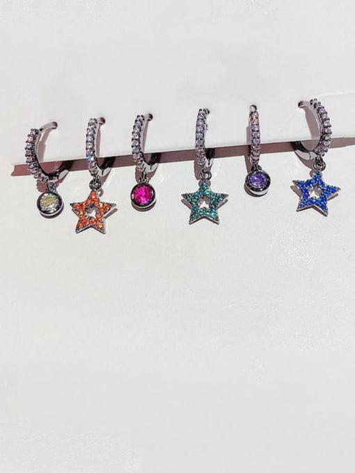 Ming Brass Rhinestone Star Cute Huggie Earring 1