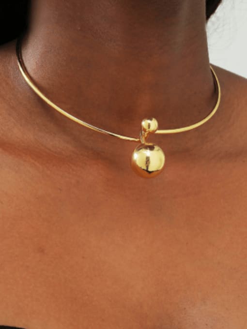LM Brass Bead Ball Minimalist Choker Necklace 1