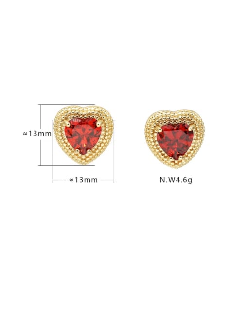 XYZ Brass Cubic Zirconia Heart Minimalist Stud Earring 3