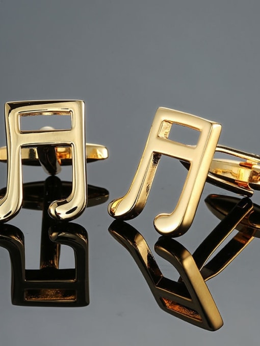 Two golden sixteenth notes Brass Geometric Trend Cuff Link