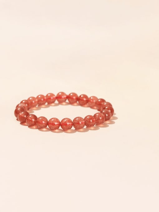 7A  Blood Red Strawberry Crystal Natural Stone Multi Color Geometric Minimalist Handmade Beaded Bracelet