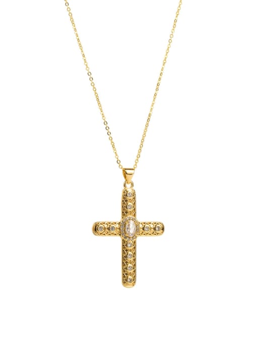 Style 6 Brass Cubic Zirconia Cross Vintage Regligious Necklace