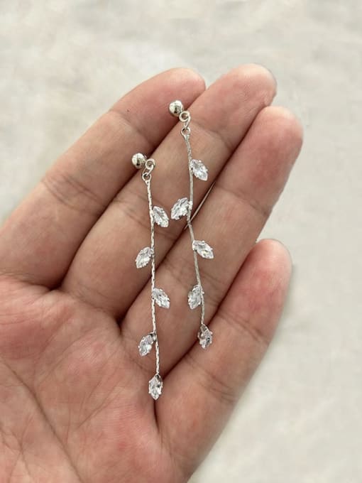 LM Alloy Cubic Zirconia Water Drop Minimalist Threader Earring 2
