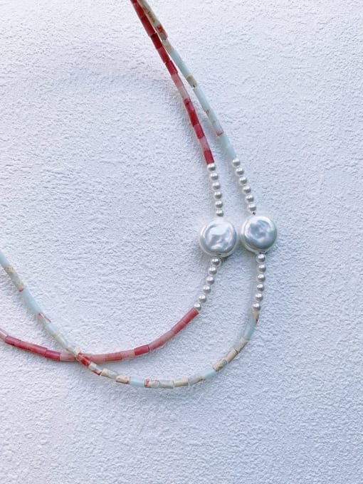 Scarlet White N-STSH-0001 Natural  Gemstone Crystal Beads Chain Handmade Beaded Necklace