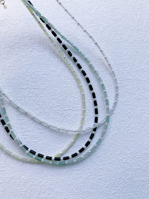 Scarlet White N-STPE-0002 Natural  Gemstone Crystal Beads Chain Handmade Beaded Necklace 0