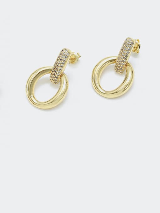 Gold white zirconium Brass Cubic Zirconia Geometric Minimalist Drop Earring