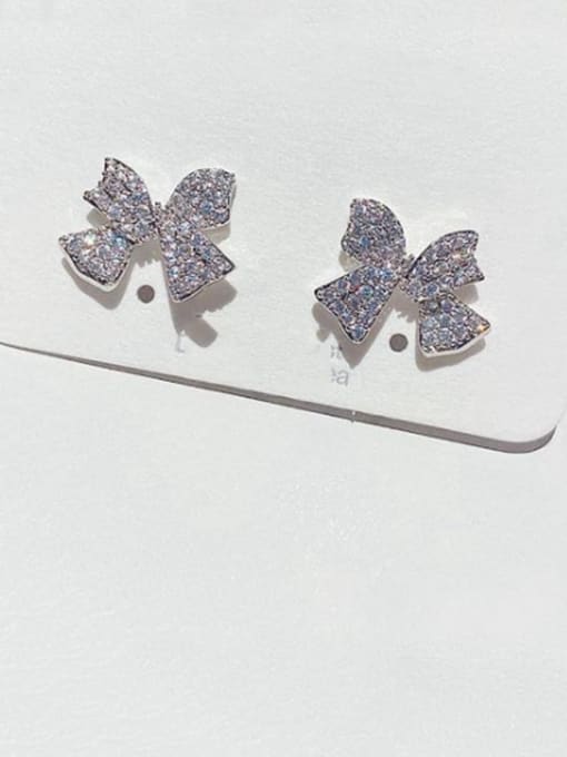 Ming Brass Cubic Zirconia Butterfly Minimalist Stud Earring 0