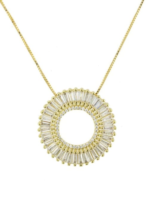 Gold plated Brass Cubic Zirconia White Round 3 cm Necklace