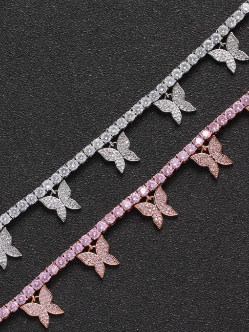 LM Copper AAAAA+ Cubic Zirconia White Hip Hop Butterfly choker necklace 3