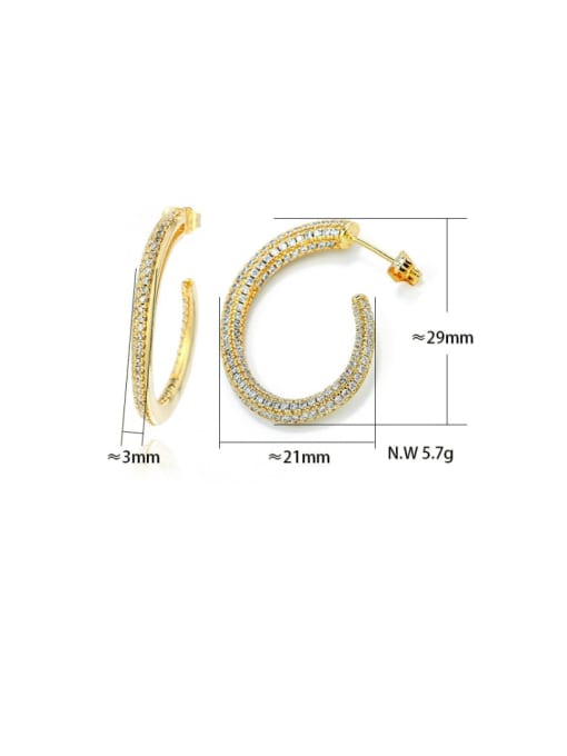 XYZ Brass Cubic Zirconia Geometric Minimalist Hoop Earring 3