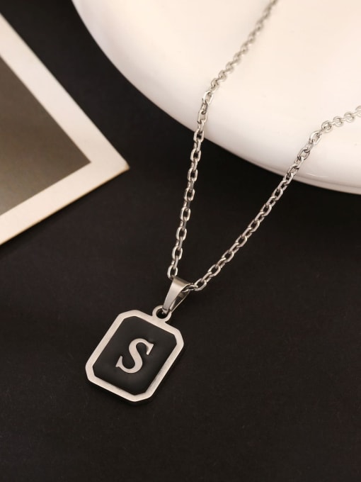 S Stainless steel Geometric Initials Necklace