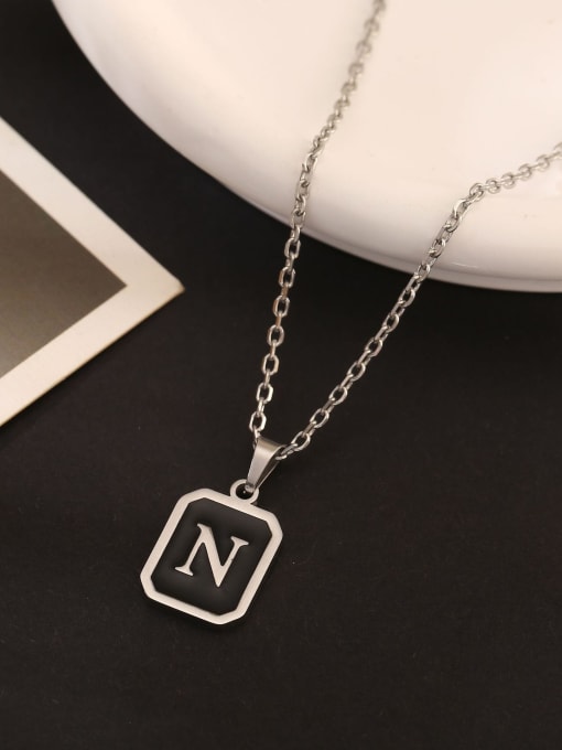N Stainless steel Geometric Initials Necklace