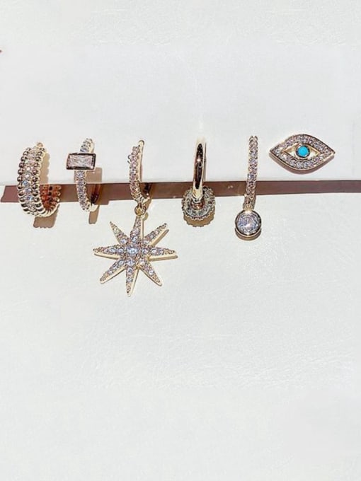Ming Brass Rhinestone Irregular Minimalist Huggie Earring