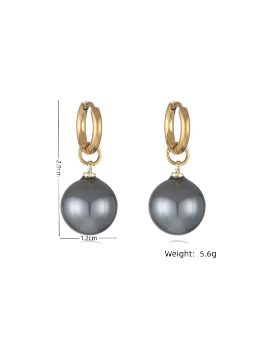 LM Stainless steel Imitation Pearl Geometric Minimalist Huggie Earring 1