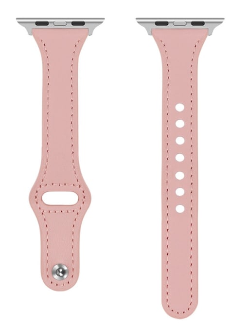 Pink Leather Wristwatch Band For Apple Watch Series 1-7