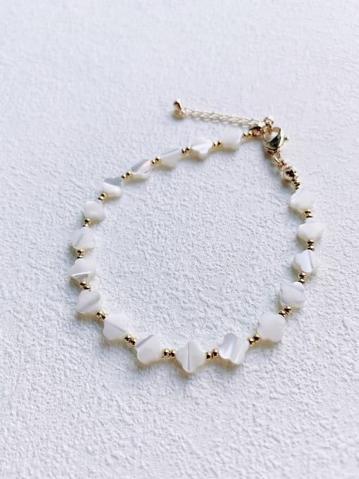 Four-leaf clover Pearl Falt Star Shell Heart Handmade Beaded Bracelet