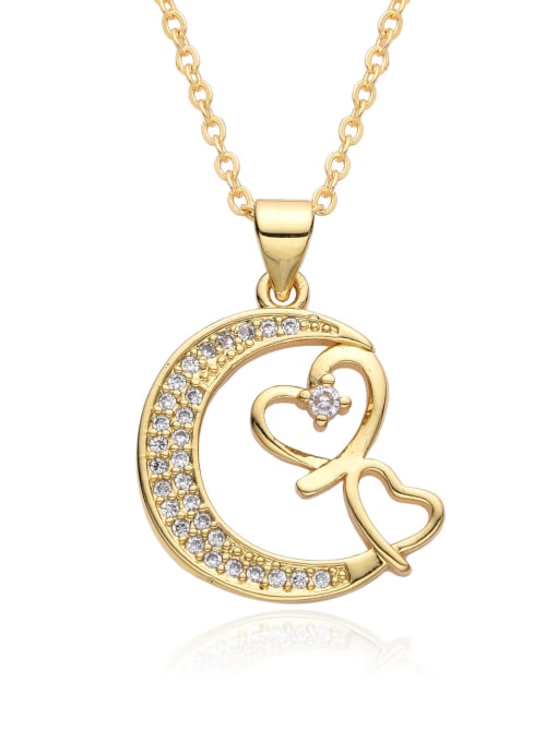LM Brass Cubic Zirconia Moon Dainty Necklace 3