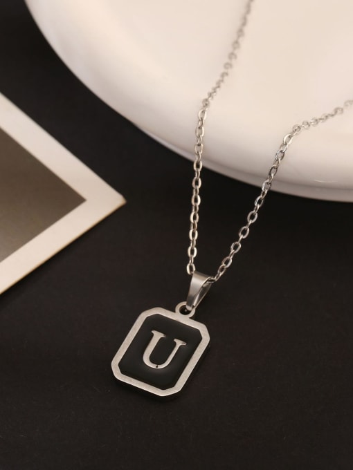 U Stainless steel Geometric Initials Necklace