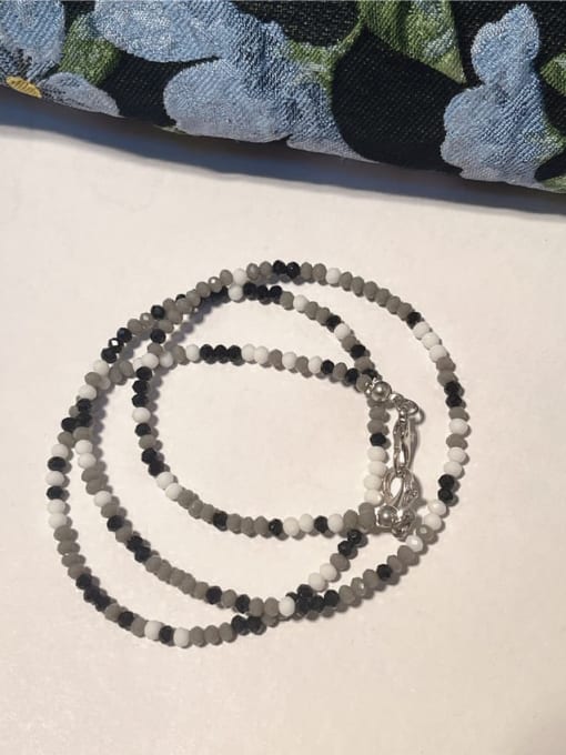 Black gray Glass Stone Bohemia Beaded Necklace