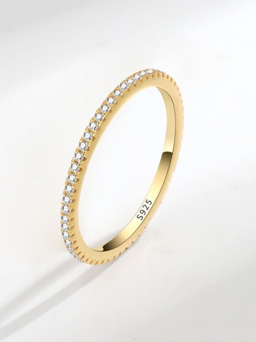 18k Gold Color 925 Sterling Silver Cubic Zirconia Geometric Band Ring