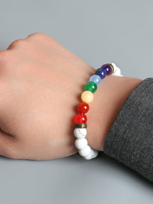 NA-Stone White turquoise colorful Minimalist Handmade Beaded Bracelet 1