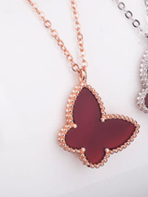 Rose Gold Plated,Red Shell 925 Sterling Silver Shell Multiple color Butterfly Dainty Necklace