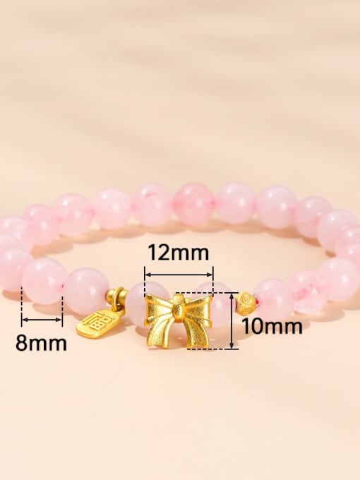 NA-Stone Alloy Pink Elastic rope Bowknot Cute Beaded Bracelet 3