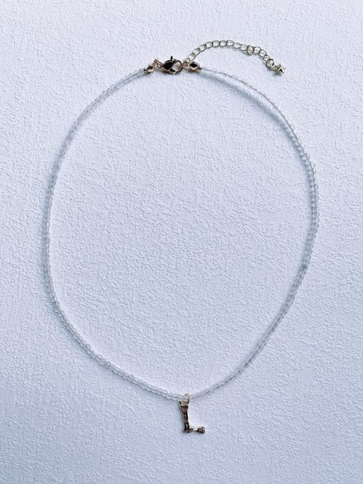 white  Gemstone Cubic Crystal Chain N-DIY-0020 Gemstone Cubic Crystal Chain Letter  Pendant Minimalist Headmade   Beaded Necklace