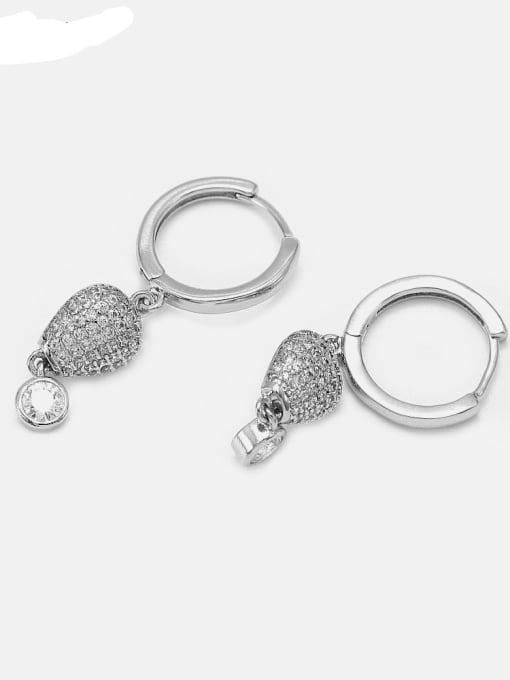 Platinum white zirconium Brass Cubic Zirconia Geometric Cute Huggie Earring
