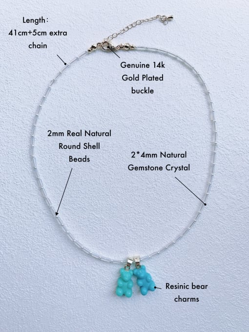 Scarlet White N-BEAR-005 Natural Stone Chain Bear Pendant Cute Handmade Beaded Necklace 3