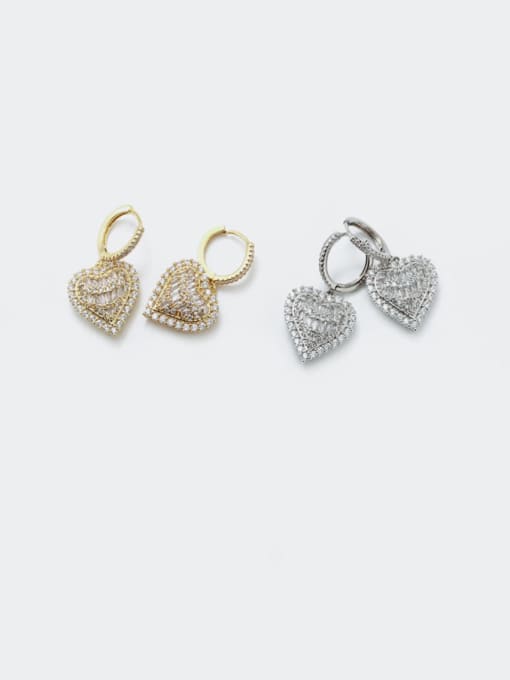 XYZ Brass Cubic Zirconia Heart Dainty Huggie Earring 0