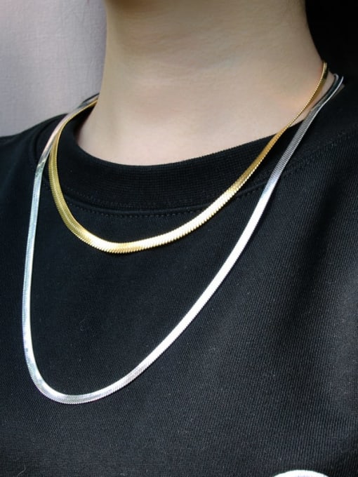 LM Stainless steel Snake Bone Chain Minimalist Necklace 2
