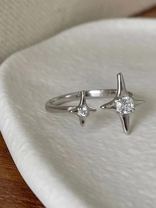 Front opening Alloy Cubic Zirconia Star Dainty Band Ring