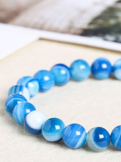 Blue stripe Lake Natural Stone Minimalist Handmade Beaded Bracelet