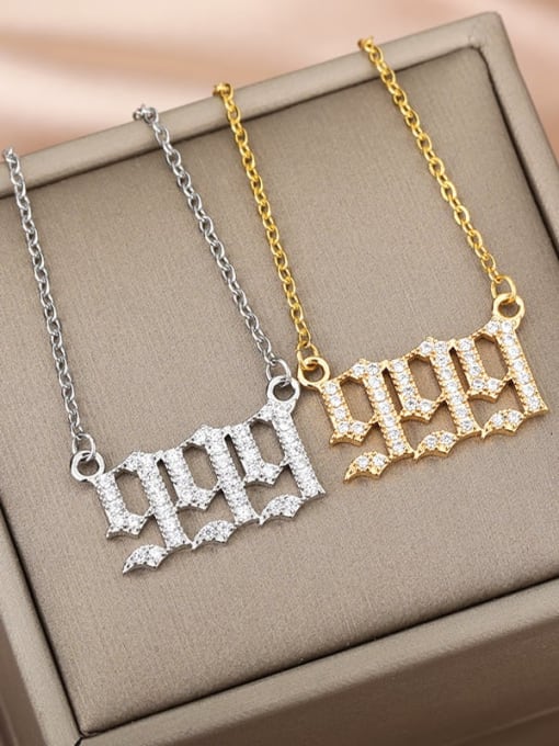 LM Brass White Number Classic 111-999 Necklace 0