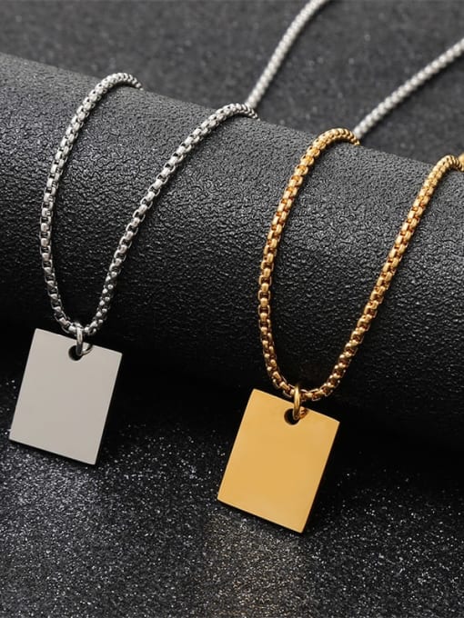 LM Titanium Steel Rectangle Necklace With two colors 3